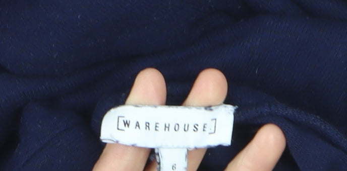 Warehouse Women's Blue Roll Neck Long Sleeve Cotton Jumper Size 6