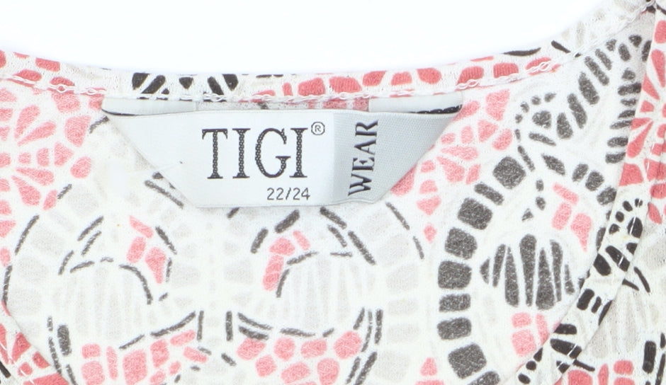 Tigi Wear Women's Pink Geometric Short Sleeve T-Shirt Size 22