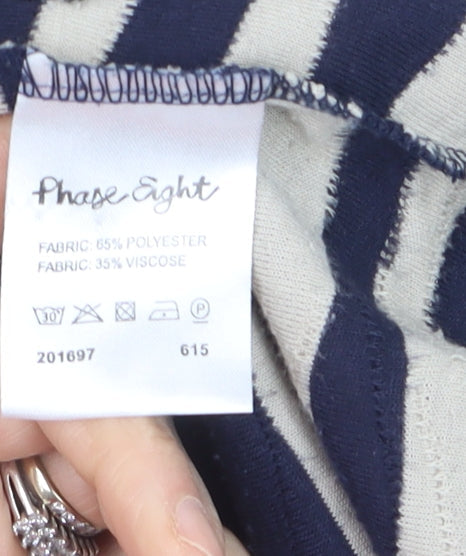 Phase Eight Women Blue Striped Knee Length Shift Dress Size 10