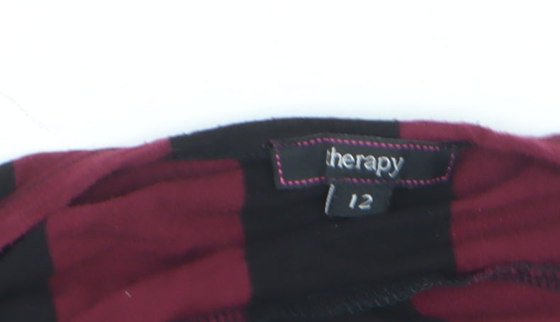 Therapy Women’s Burgundy Black Stripe Shift Dress Size 12