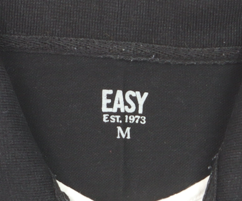 Easy Men’s Black Cotton Polo Shirt Size M 100cm Chest Casual Top