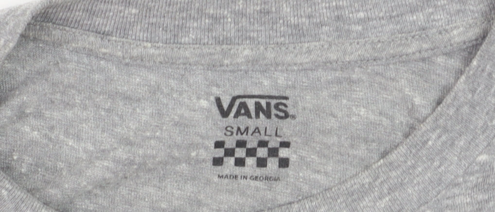 Vans Women's Grey Cropped Long Sleeve T-Shirt Small