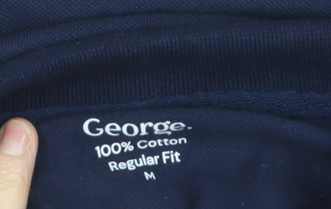 George Men's Blue Regular Fit Cotton Polo Shirt Size M