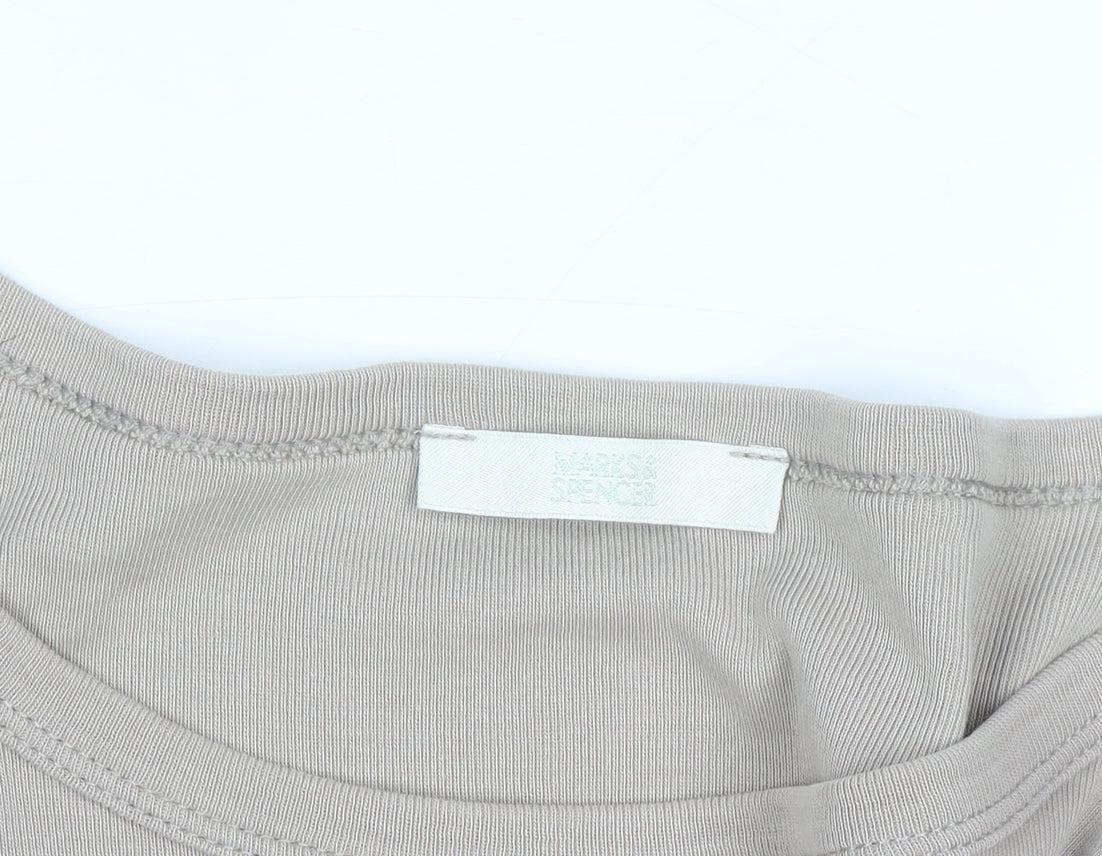 Marks and Spencer Women’s Beige Long Sleeve Cotton T-Shirt Size 18