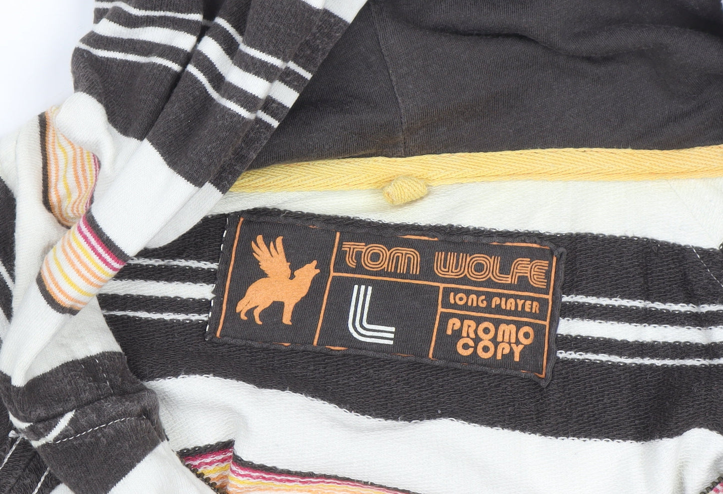 Tom Wolfe Women’s Black Striped Cotton Full Zip Hoodie L