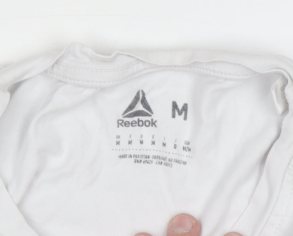 Reebok Men's White Logo Graphic Short Sleeve Cotton T-Shirt M