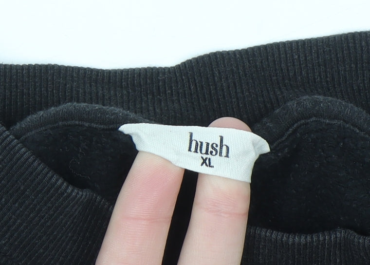 Hush Women Black XL Pullover Sweatshirt 100% Cotton Crew Neck