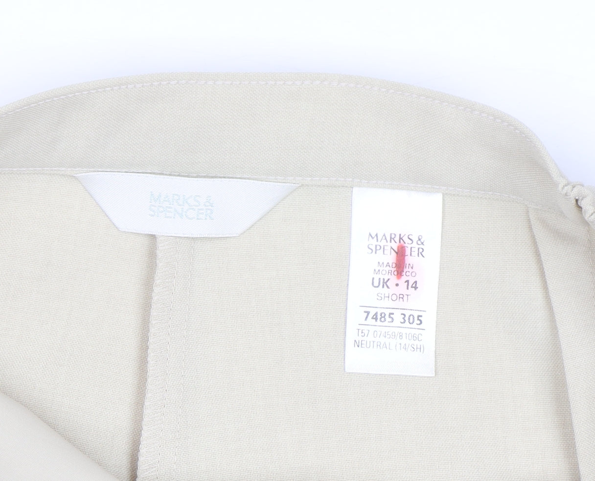 Marks and Spencer Women Beige Size 14 Short Dress Pants