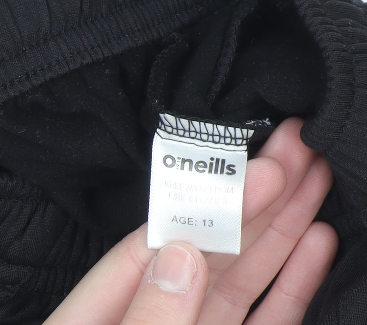 O’Neills Boys Black 13 Years Track Pants with Side Stripes and Zip Pockets