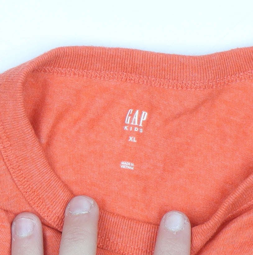GAP Kids Boys Orange Long Sleeve Cotton Blend T-Shirt XL 12-13 Years