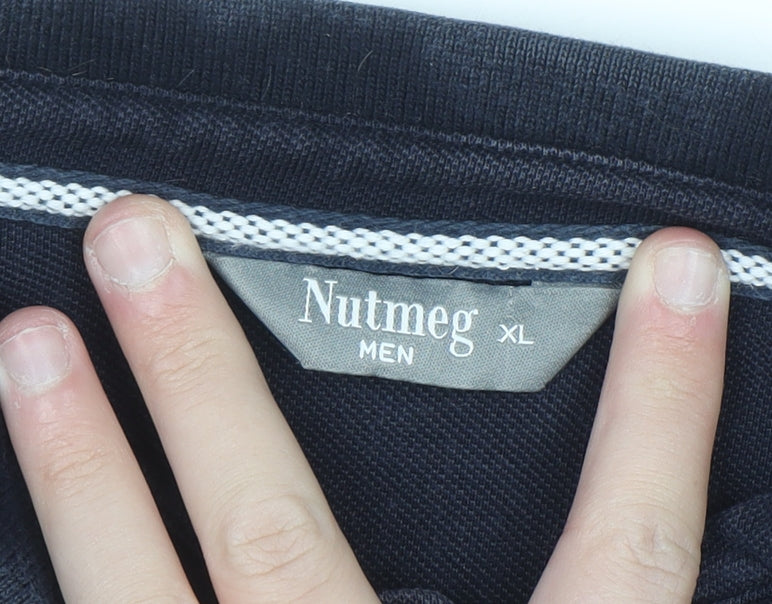Nutmeg Men Black XL Cotton Button-Down Polo Shirt