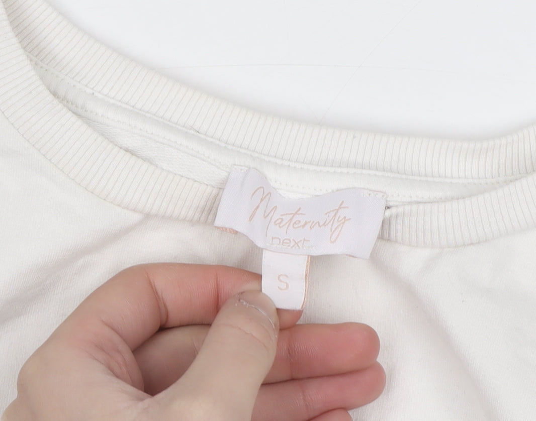 Next Maternity Women's White Small Crew Neck Pullover Sweatshirt