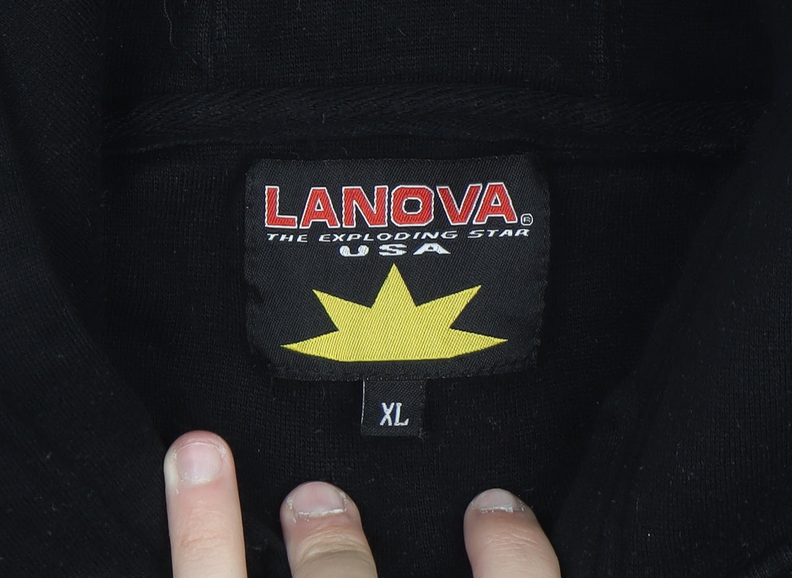 Lanova USA Womens Black Cropped Pullover Hoodie XL Mesh Detail