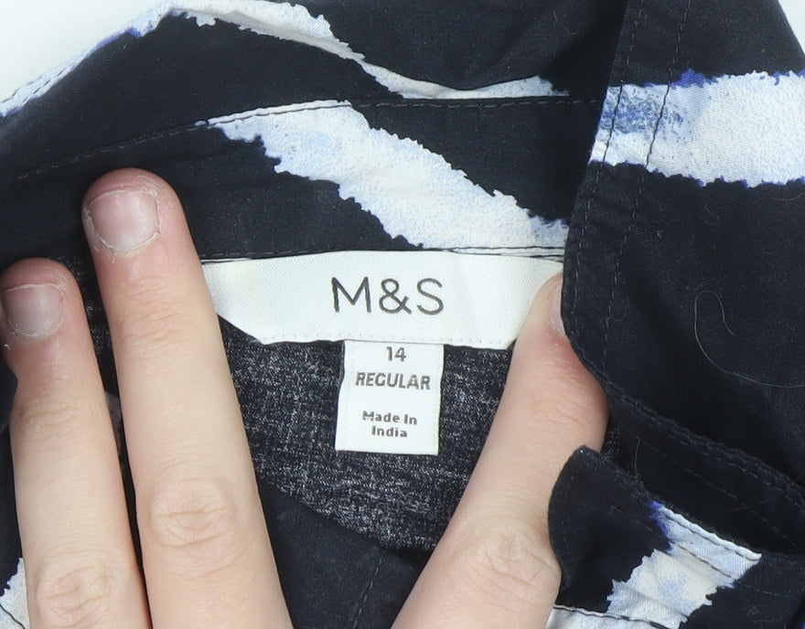 Marks and Spencer Women Blue Tie Dye Shirt Dress Size 14