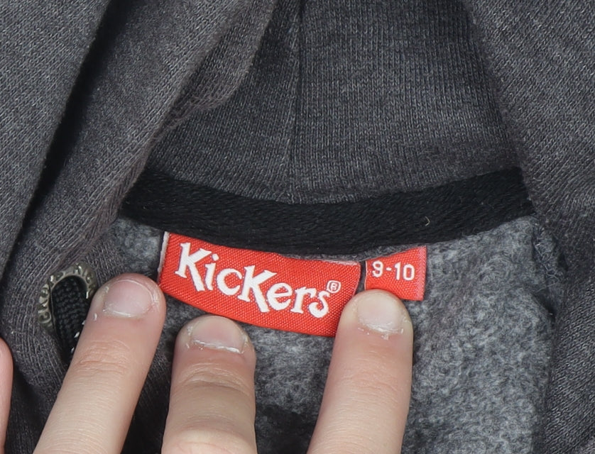 Kickers Boys Grey Pullover Hoodie 9-10 Years Cotton Blend Warm Casual
