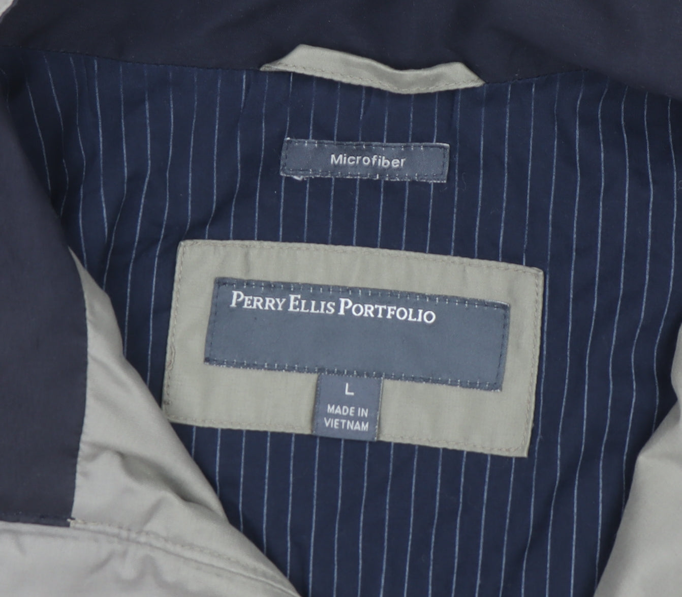 Perry Ellis Portfolio Men's Beige Microfibre Full Zip Jacket L