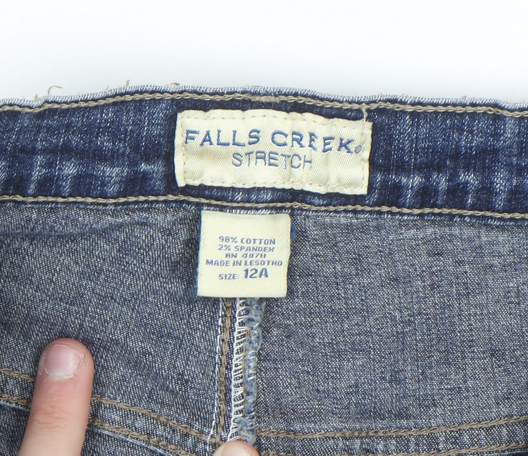 Falls Creek Women's Blue Straight Stretch Denim Jeans Size 12