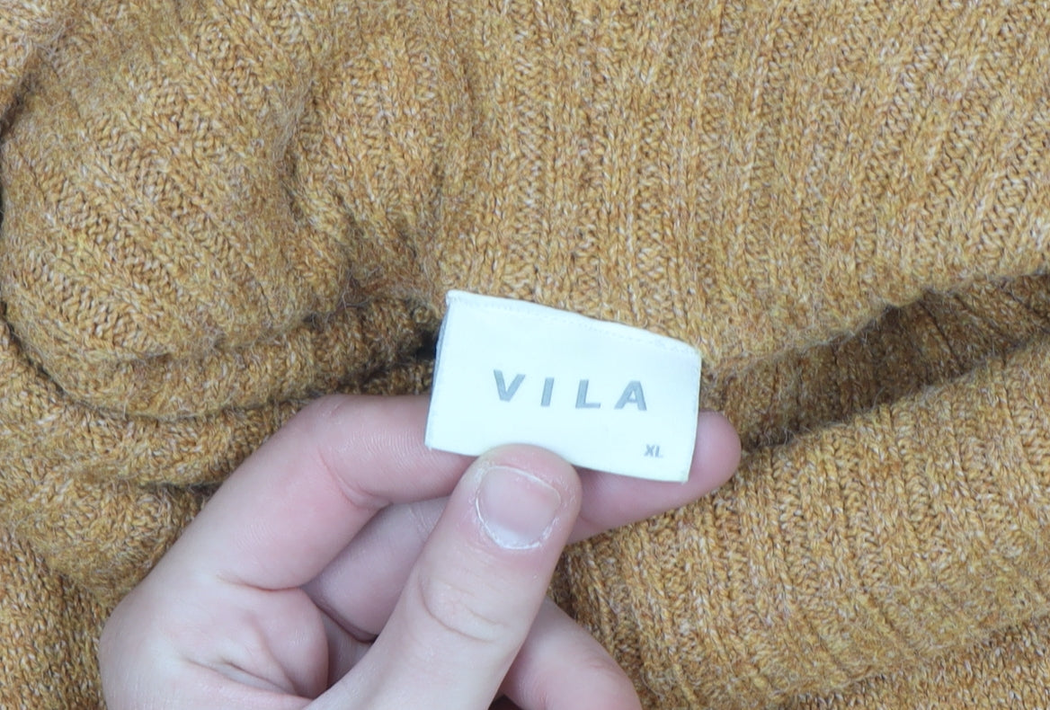 Vila Men’s Brown Roll Neck Knit Jumper XL Regular Fit Pullover