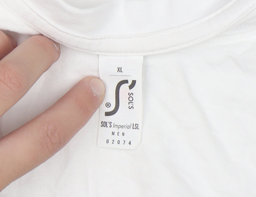 SOL'S Men's White XL Long Sleeve Graphic Print Top