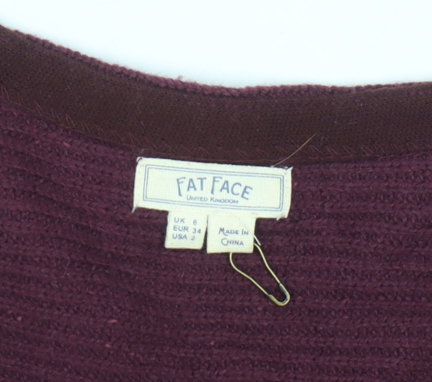 FatFace Women’s Purple V-Neck Knit Jumper Size 6