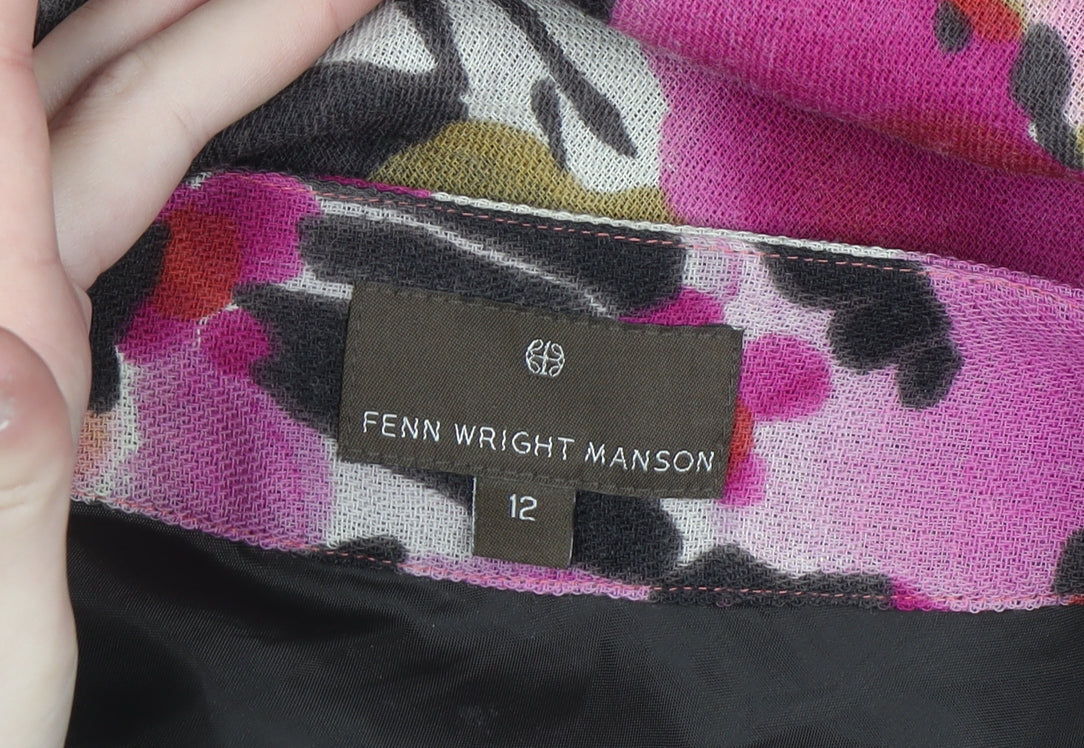 Fenn Wright Manson Women's Multicoloured Floral Wool Flared Skirt Size 12