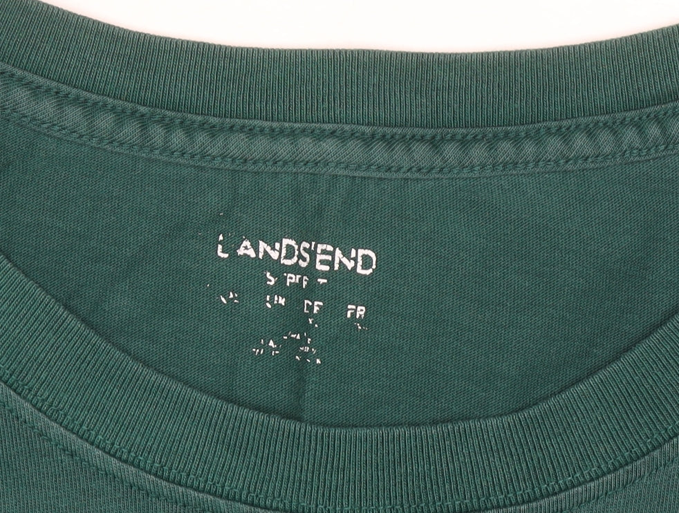 Lands’ End Men’s Green Cotton Crew Neck Short Sleeve T-Shirt Size L