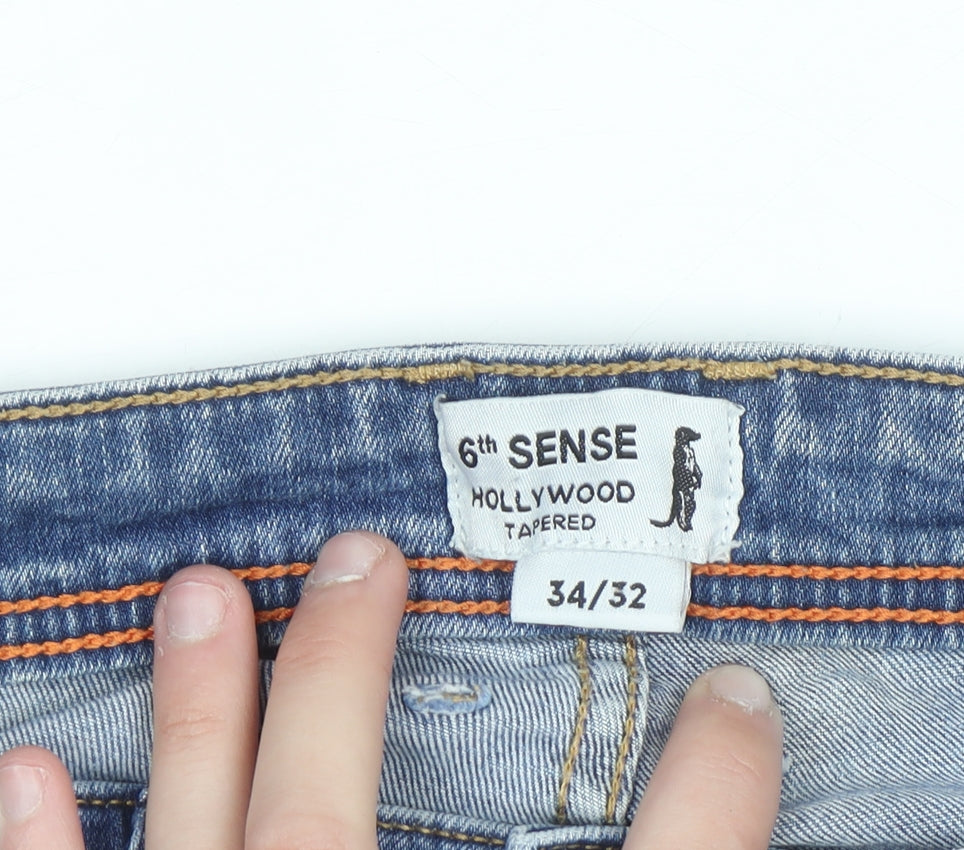 6th Sense Men's Blue 34/32 Tapered Denim Jeans