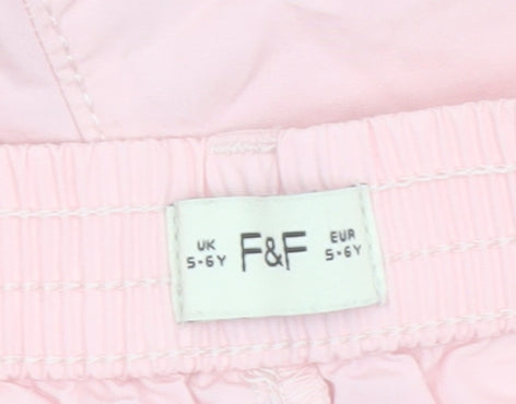 F&F Girls Pink Cotton Cargo Shorts 5-6 Years Elastic Waist Pockets