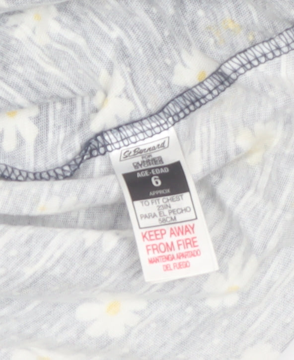 St. Bernard Girls Blue Floral Cotton A-Line Dress 6 Years