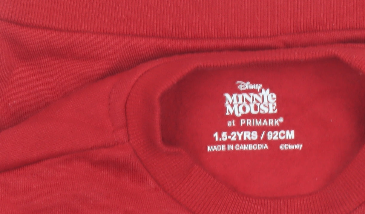 Disney Minnie Mouse Red Christmas Sweatshirt 18-24M Primark Baby Jumper