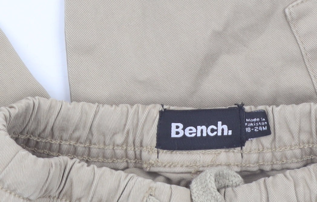 Bench Unisex Baby Beige Cargo Trousers 18-24 Months Elastic Waist Twill Cotton Pants