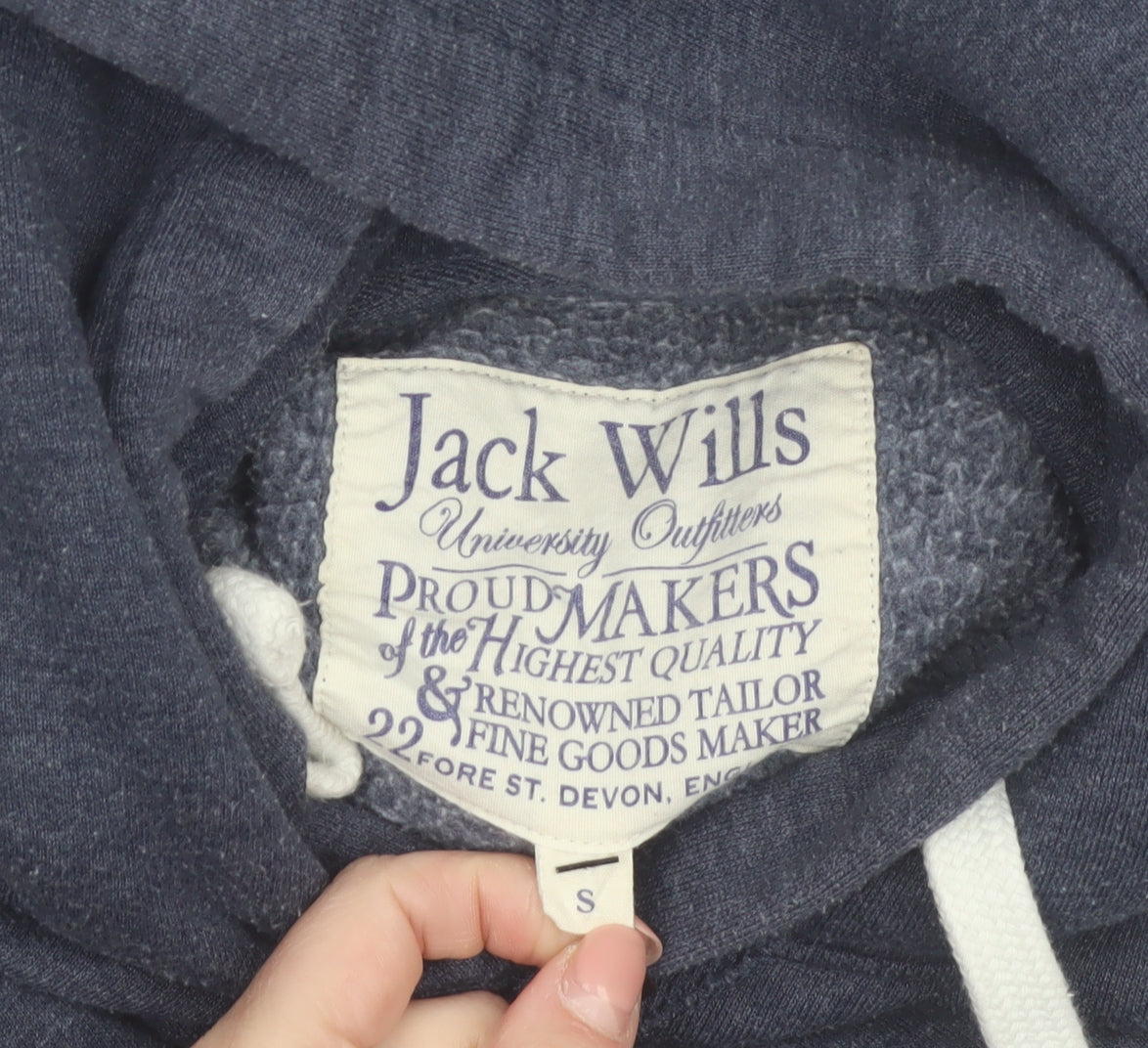 Jack Wills Men's Blue Pullover Hoodie Size S Logo Graphic Fleece