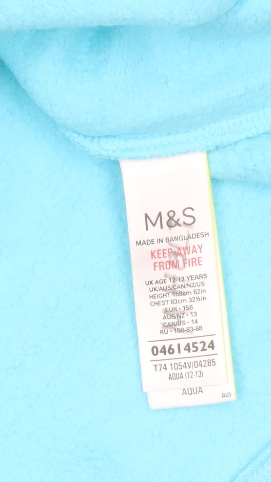 Marks & Spencer Girls Blue 12-13 Years Pullover Sweatshirt with Drawstring