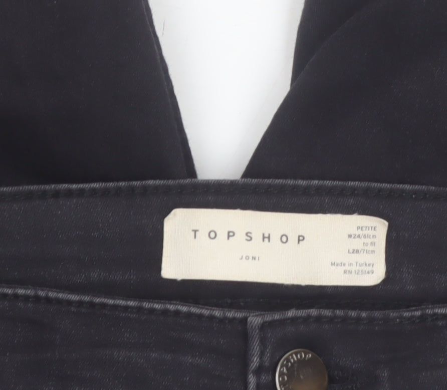Topshop Women’s Black Petite Joni High Rise Distressed Skinny Jegging Jeans Size 6