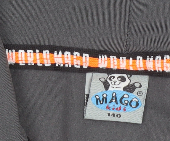 Mago Kids Boys Grey Full Zip Hoodie Size 12 Years Core Logo Lightweight