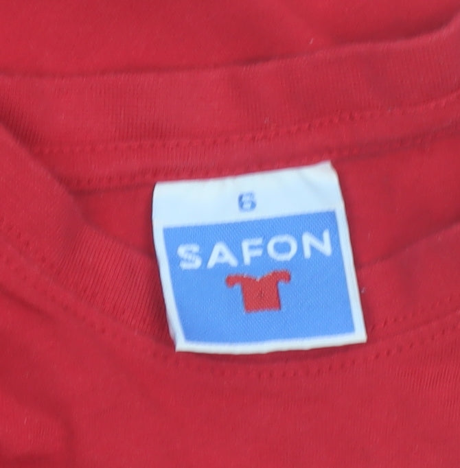 Safon Boys Red Shark Graphic Cotton Short Sleeve T-Shirt 6 Years