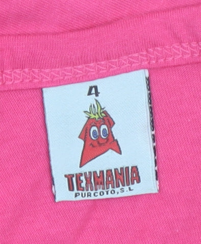 Texmania Girls Pink Frozen Fringe V-Neck T-Shirt 4 Years