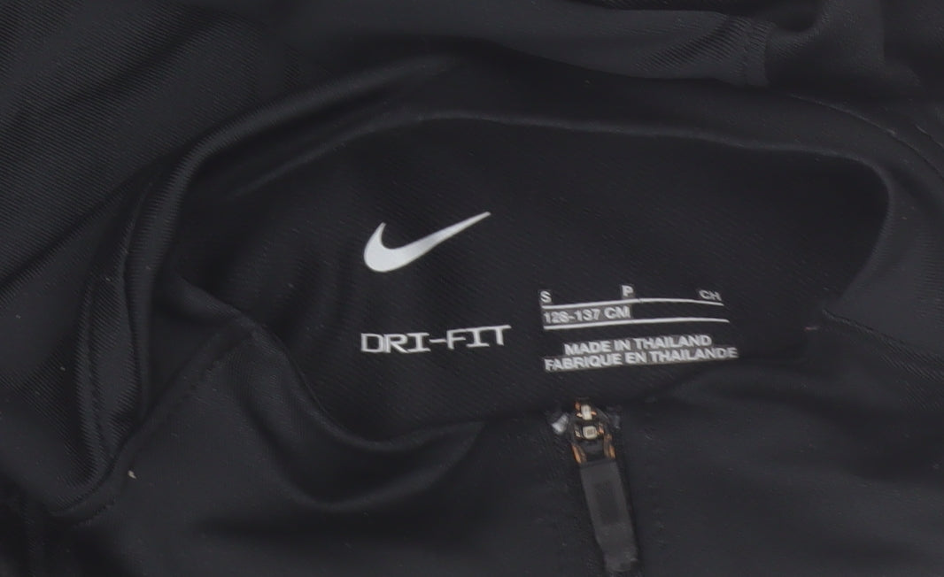 Nike Boys Black Barcelona Dri-FIT 1/4 Zip Long Sleeve Football Top S