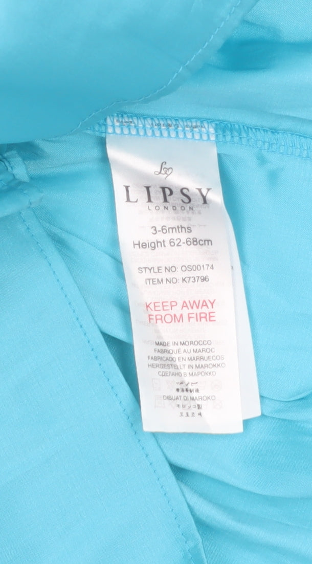 Lipsy Girls Blue Satin A-Line Party Dress 3-6 Months New With Tags