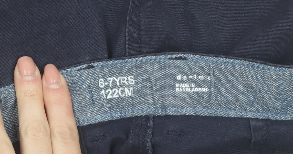 Denim Co Boys Blue Chino Shorts 6-7 Years Cotton Twill Casual Wear