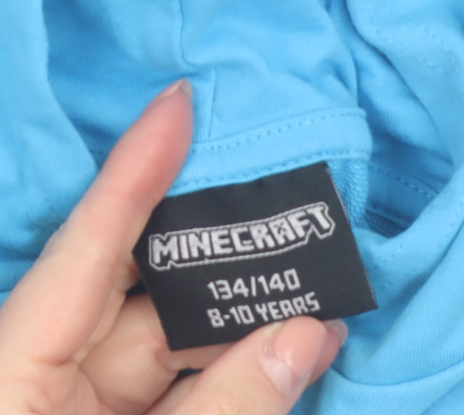 Minecraft Boys Blue Pullover Hoodie 8-10 Years Creeper Graphic Cotton Blend
