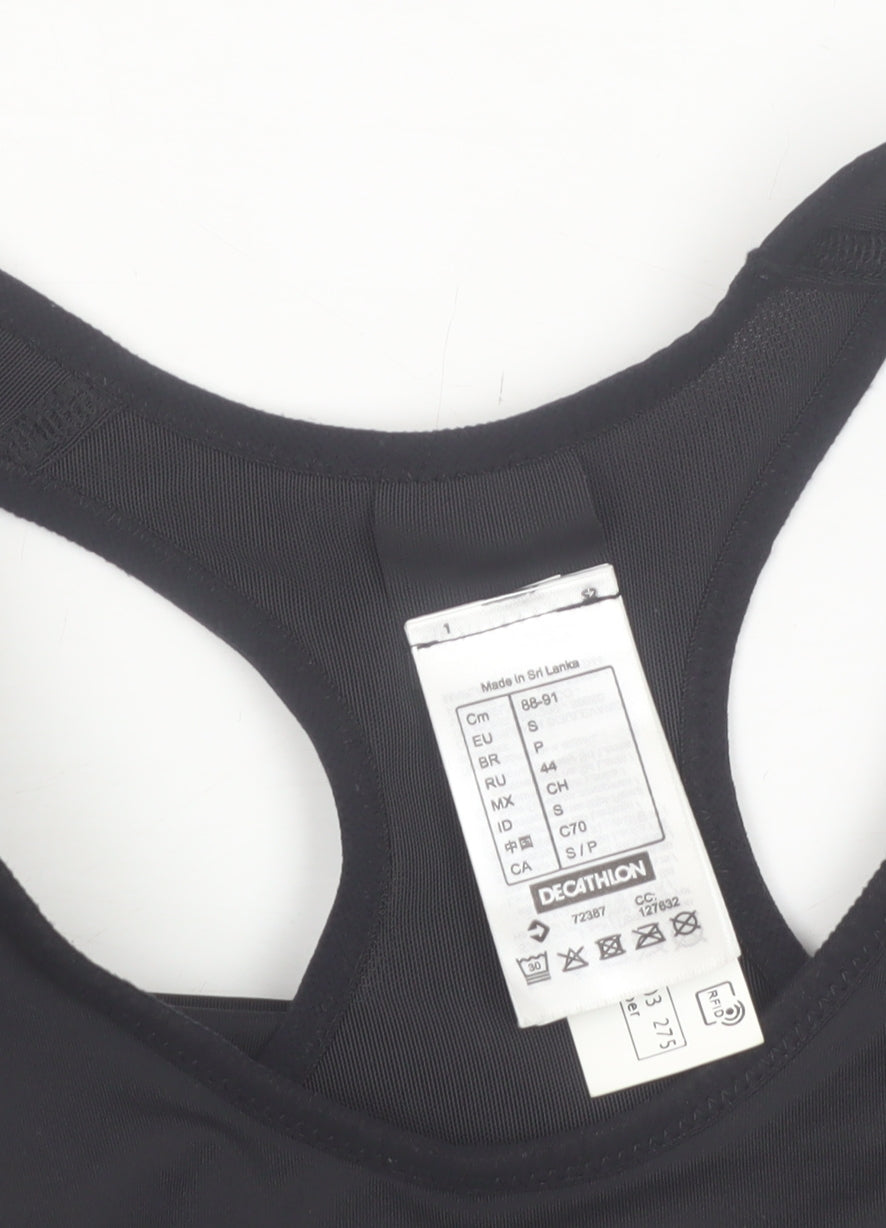 Decathlon Women Black Small Racerback Sports Bra with Rhinestones