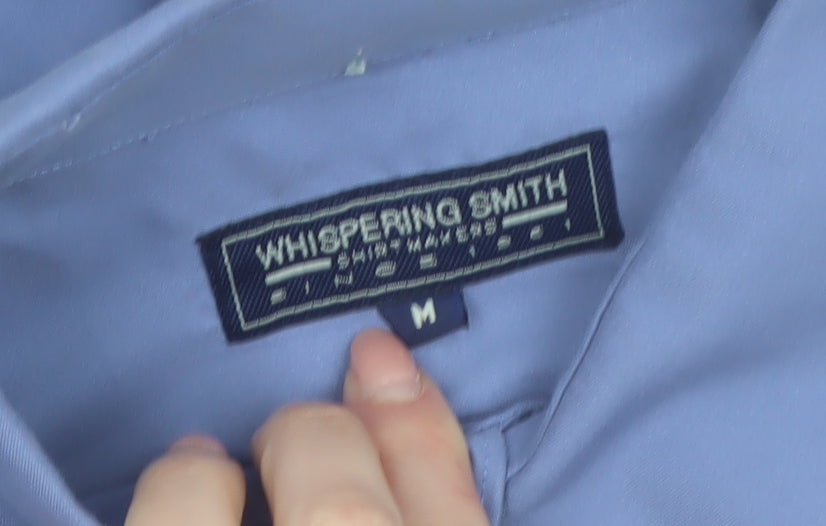 Whispering Smith Men's Blue Long Sleeve Polyester Button-Up Shirt M