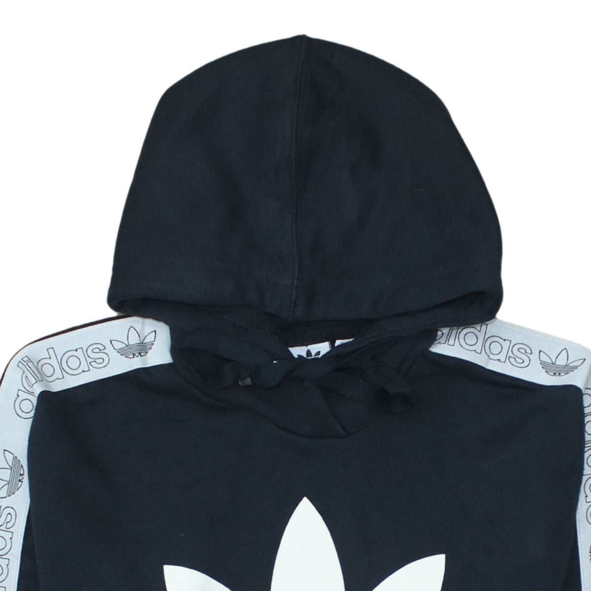Adidas Womens Black XS Pullover Hoodie with Logo Trim