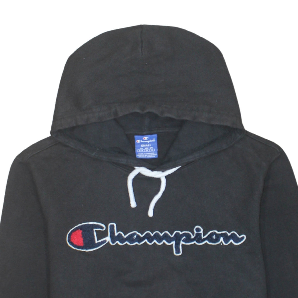 Champion Men's Black Small Pullover Hoodie with Embroidered Logo