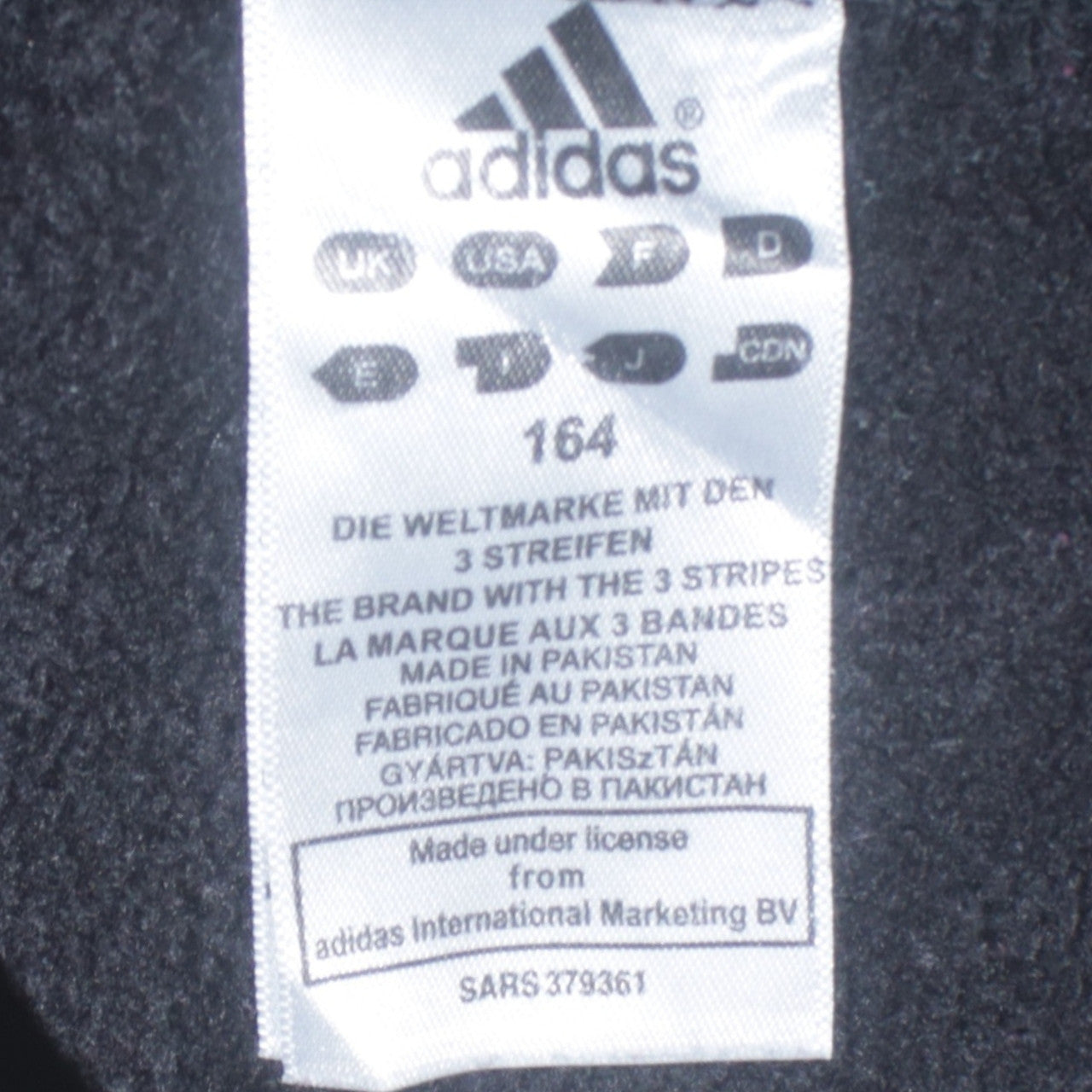 Adidas Boys Black Pullover Hoodie Size 164 Fleece Logo Sweatshirt