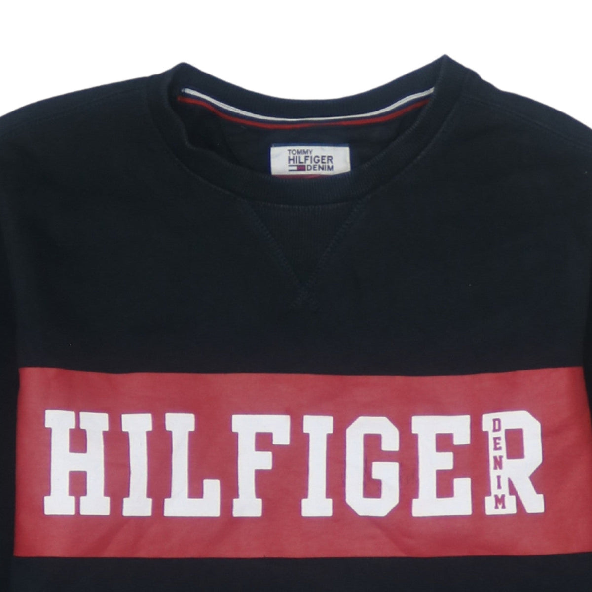 Tommy Hilfiger Denim Men's Black Logo Crew Neck Sweatshirt M