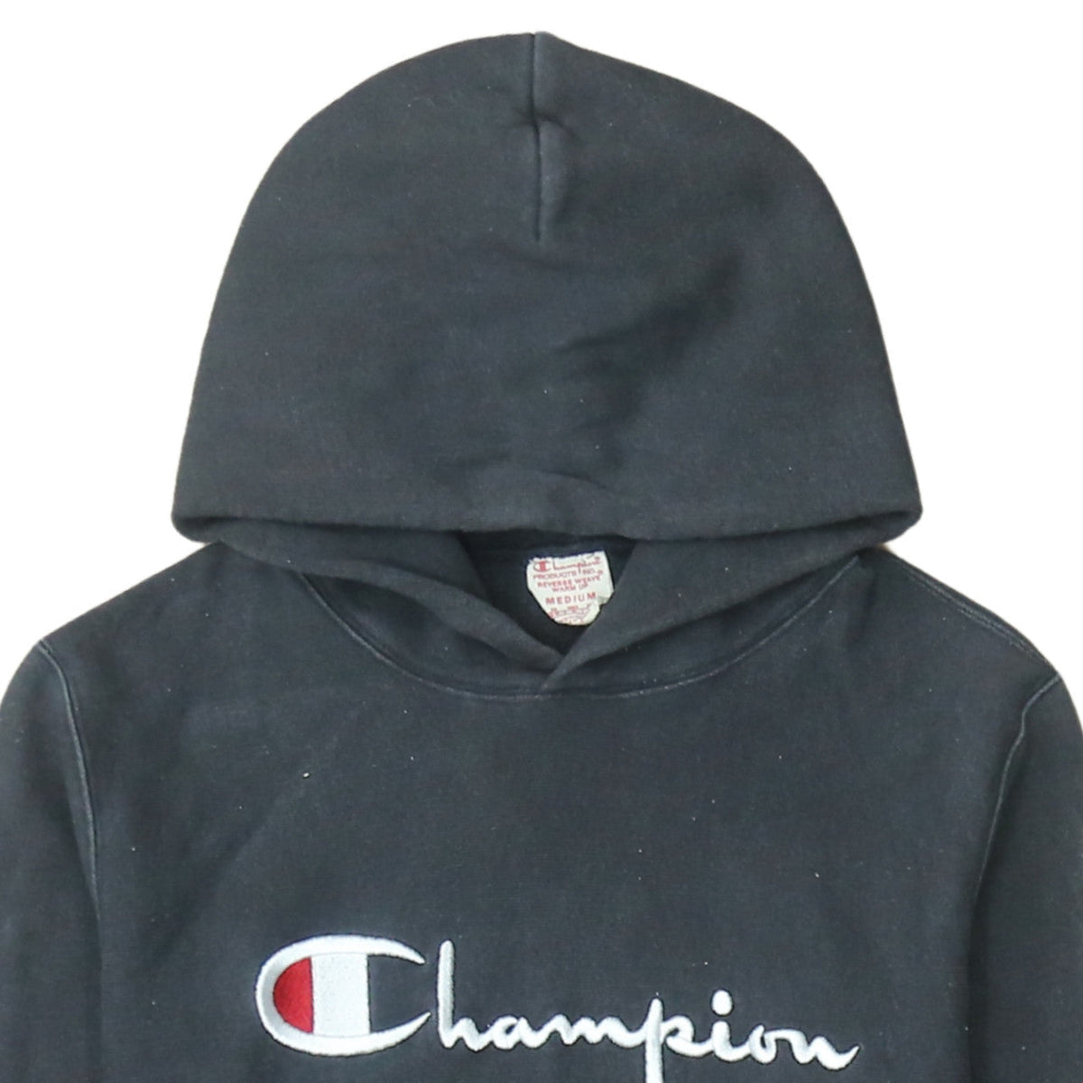 Champion Men's Black Medium Pullover Hoodie Embroidered Logo