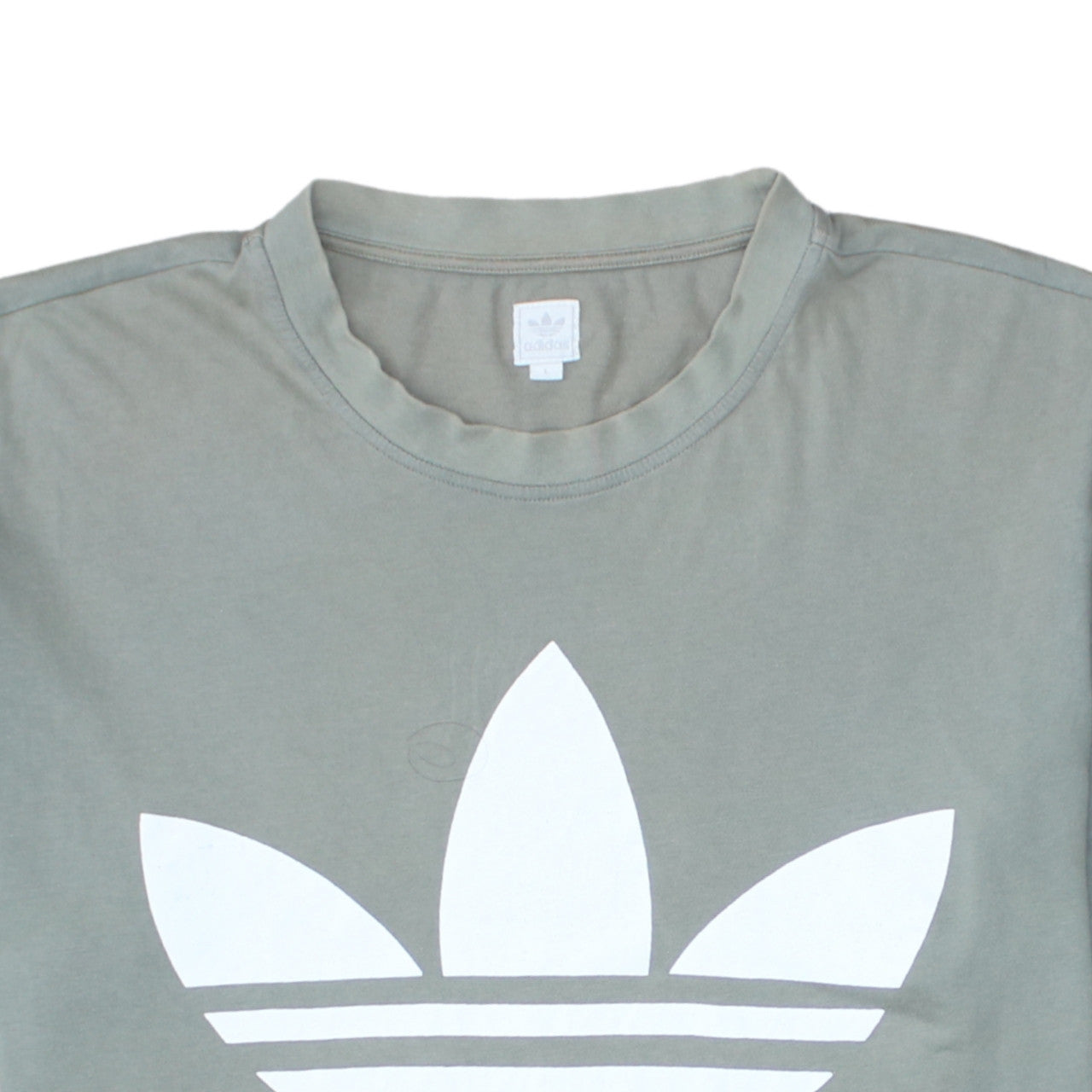 Adidas Men Grey Graphic Logo T-Shirt L Crew Neck Cotton