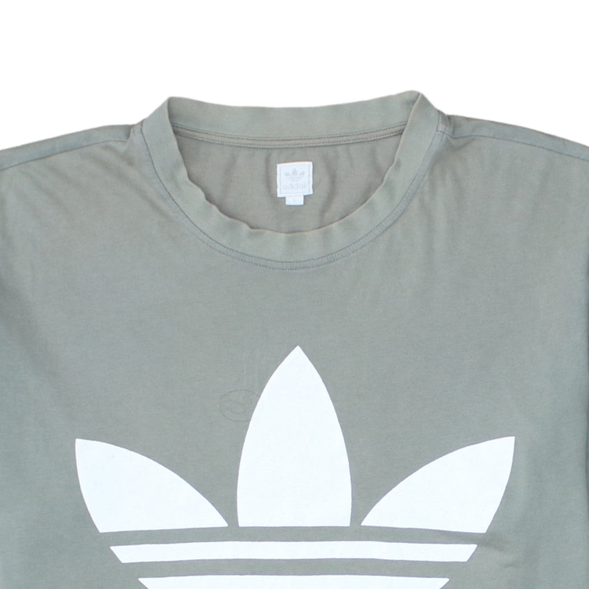 Adidas Men Grey Graphic Logo T-Shirt L Crew Neck Cotton